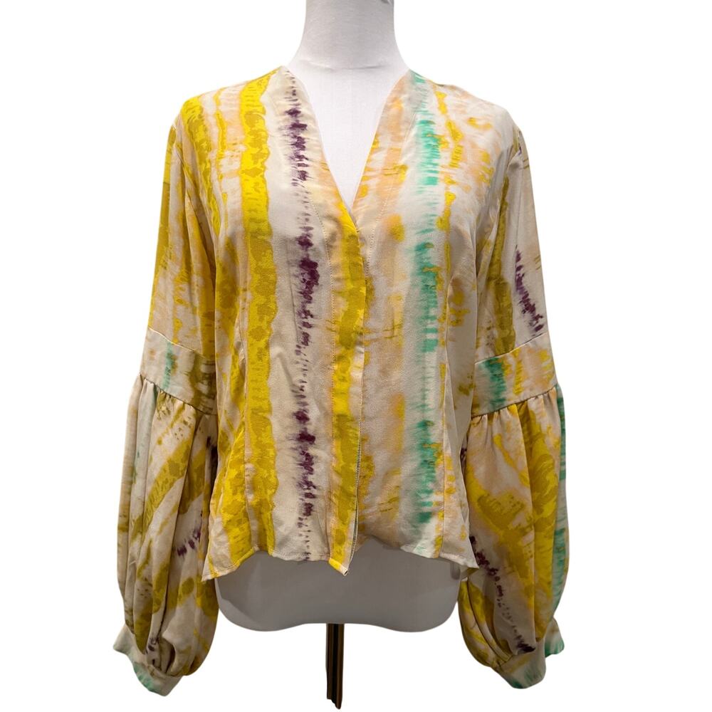 Silvia Tcherassi Silk Balloon Long Sleeve Blouse Medium Designer Boho Luxury